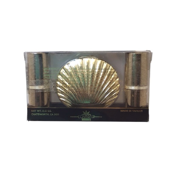 Cosmania Vintage 3pc Glam Golden Ensemble Lipstick & Shell Compact Set - Picture 5 of 10